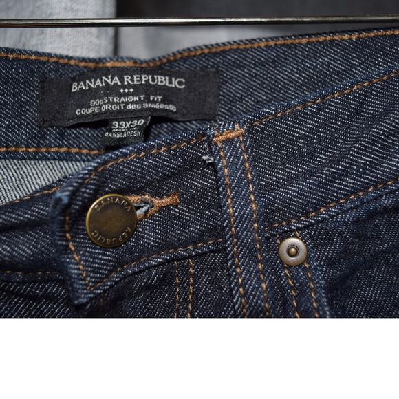 Banana Republic 90s Straight Fit Dark Wash Jeans Men’s 33x30 Hemp Cotton Denim - Picture 4 of 4